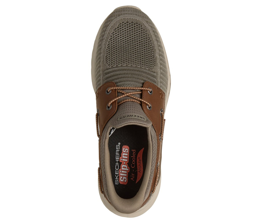Skechers Slip-ins Arch Fit Orvan Shoreman sneaker shown from top-down angle