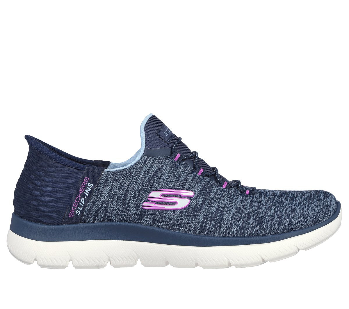 Skechers Slip-Ins women's slip-on sneaker with heathered upper and pink logo detail