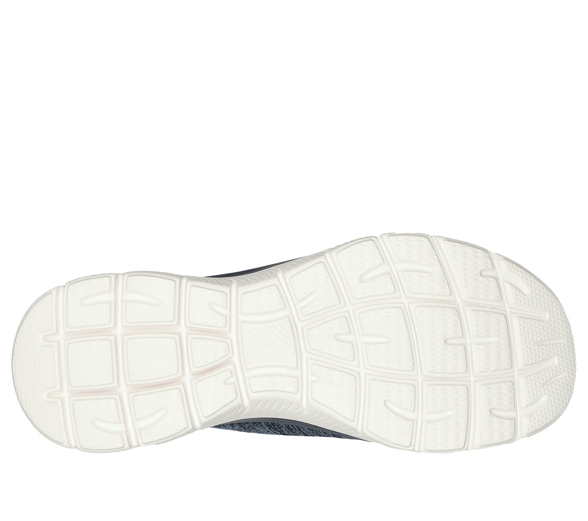 Bottom sole view of Skechers women's slip-in sneaker showing traction pattern and cushioned outsole