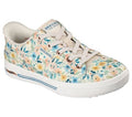 Skechers women's canvas sneaker with floral print upper and white sole, lace-up style