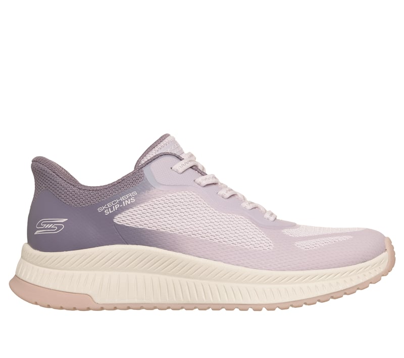 Skechers Bobs Squad 4 women's slip-in sneaker with mesh upper and chunky sole, lateral view