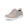 Skechers womens slip-in sneaker with mesh upper, lace detail, and white sole