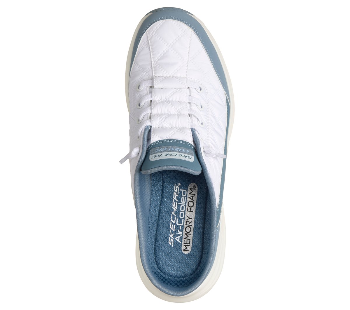 Skechers women's lace-up sneaker with quilted upper and memory foam insole, top-down view