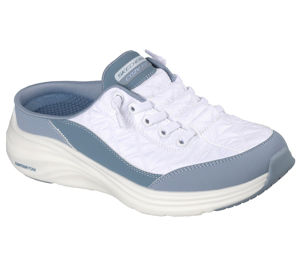 Skechers women's slip-on mule sneaker with lace detail and contour foam sole
