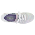 Top-down view of Skechers Slip-ins sneaker with multicolor knit upper and white laces