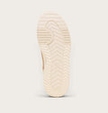 Bottom sole view of Sorel sneaker showing chevron tread pattern and brand logo