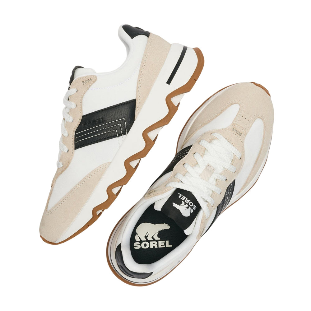 Sorel Kinetic Ember sneakers shown from above, featuring lace-up closure and zigzag gum outsole
