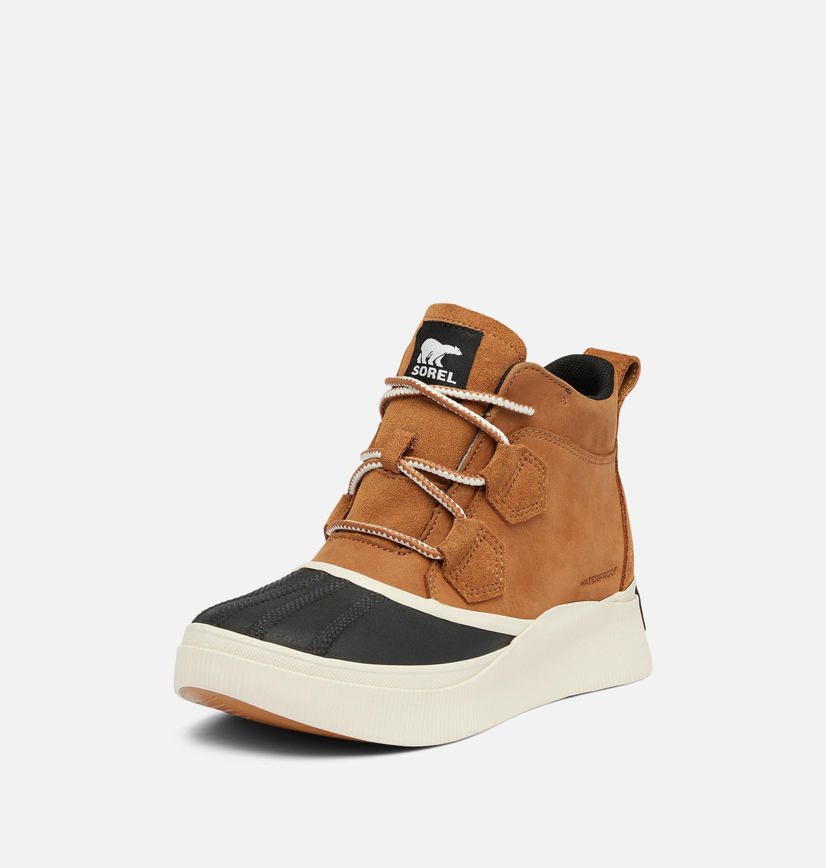 Sorel women's waterproof lace-up ankle boot with rubber toe cap and platform sole