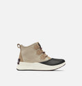 Sorel women's waterproof lace-up ankle boot with black rubber toe cap and white sole