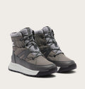 Sorel womens mid-height quilted winter boots with lace-up closure and white sole, pair shown