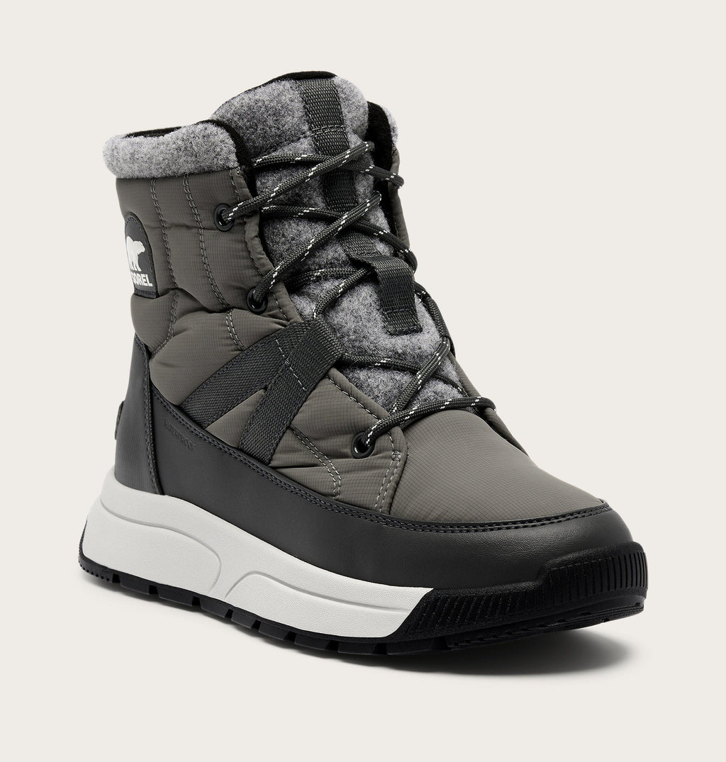Sorel women's lace-up mid winter boot with quilted upper and fleece collar lining