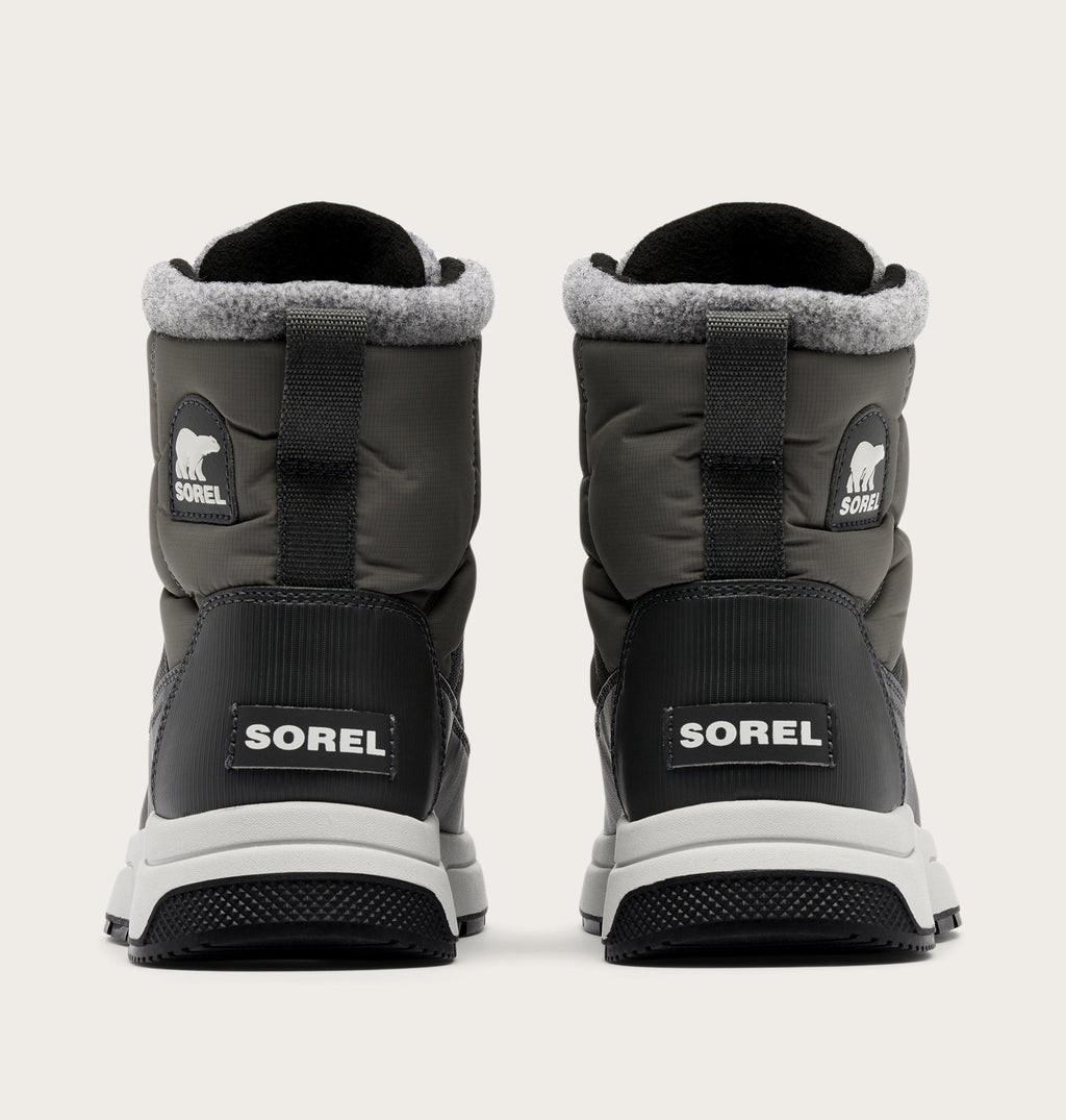 Sorel Whitney III Mid WP winter boots shown from the back as a pair