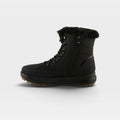 Women's lace-up winter boot with faux fur collar, side zipper, and rubber lug sole