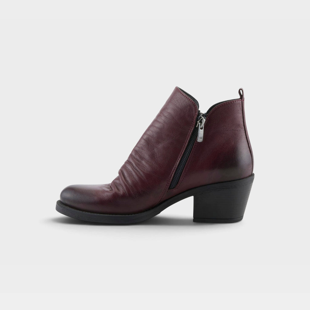 Spring Step Marzena women's ankle bootie with side zipper and block heel, side view