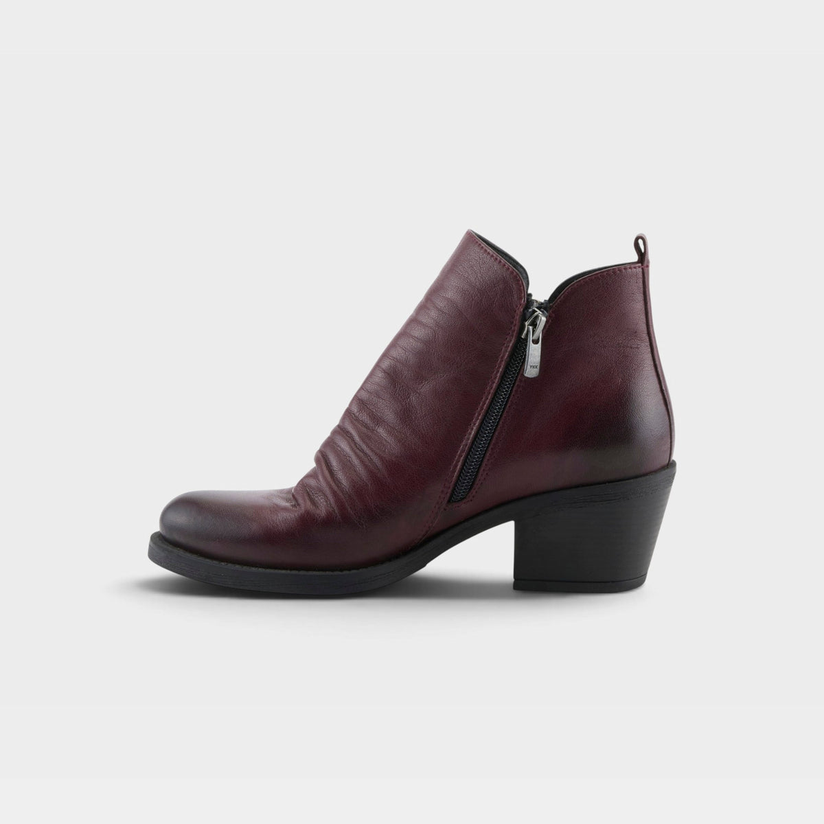 Spring Step Marzena women's ankle bootie with side zipper and block heel, side view