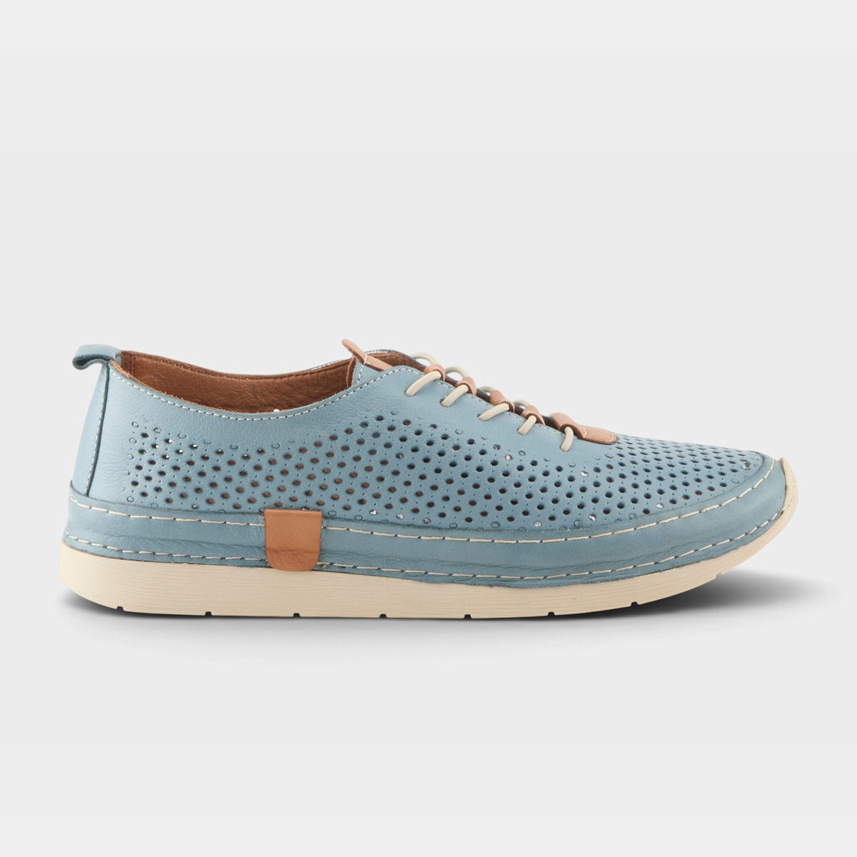 Spring Step Breen women's perforated leather lace-up sneaker with white sole, side view