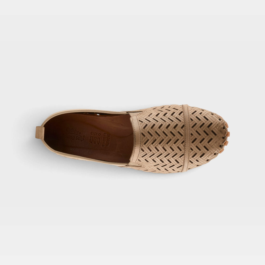 Spring Step Kapri women's slip-on flat with woven laser-cut upper, top view