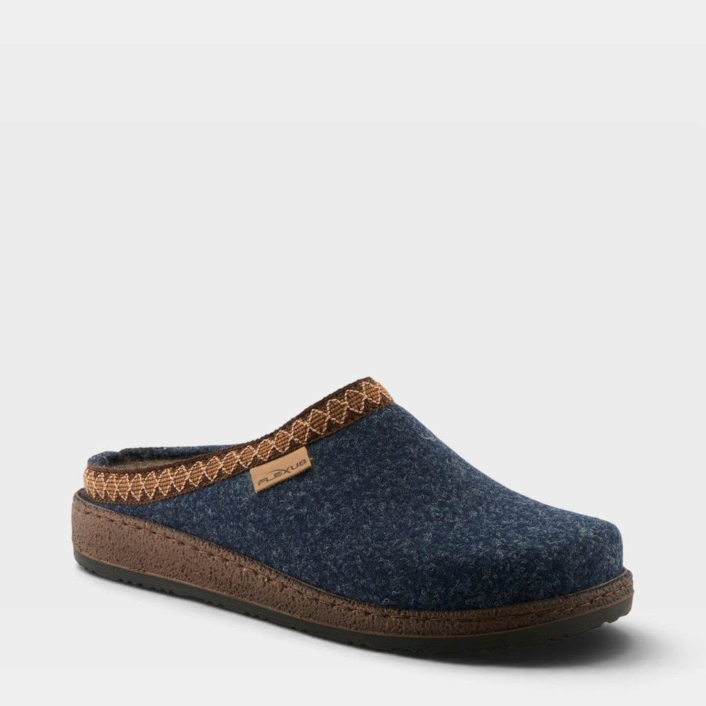 Spring Step Flexus womens felt clog slipper with decorative trim and cork-style sole