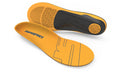 Superfeet Work Cushion insoles shown from top and bottom angles on white background