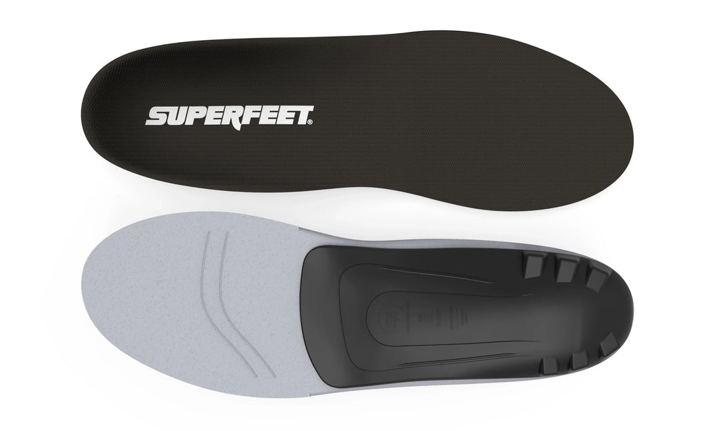 Superfeet AP Support Low insoles shown from top and bottom angles on white background
