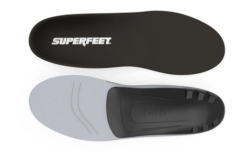 Superfeet AP Support Low insoles shown from top and bottom angles on white background