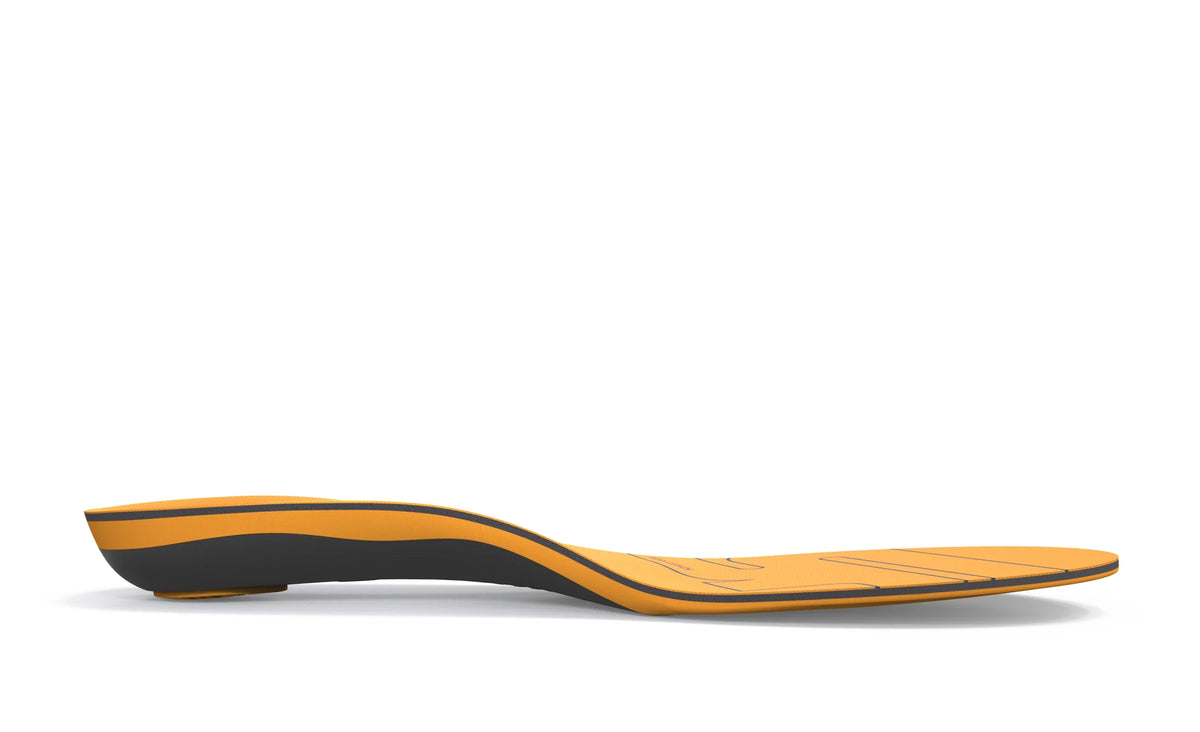 Superfeet Work Cushion insole shown in profile view highlighting arch support and cushioning layers