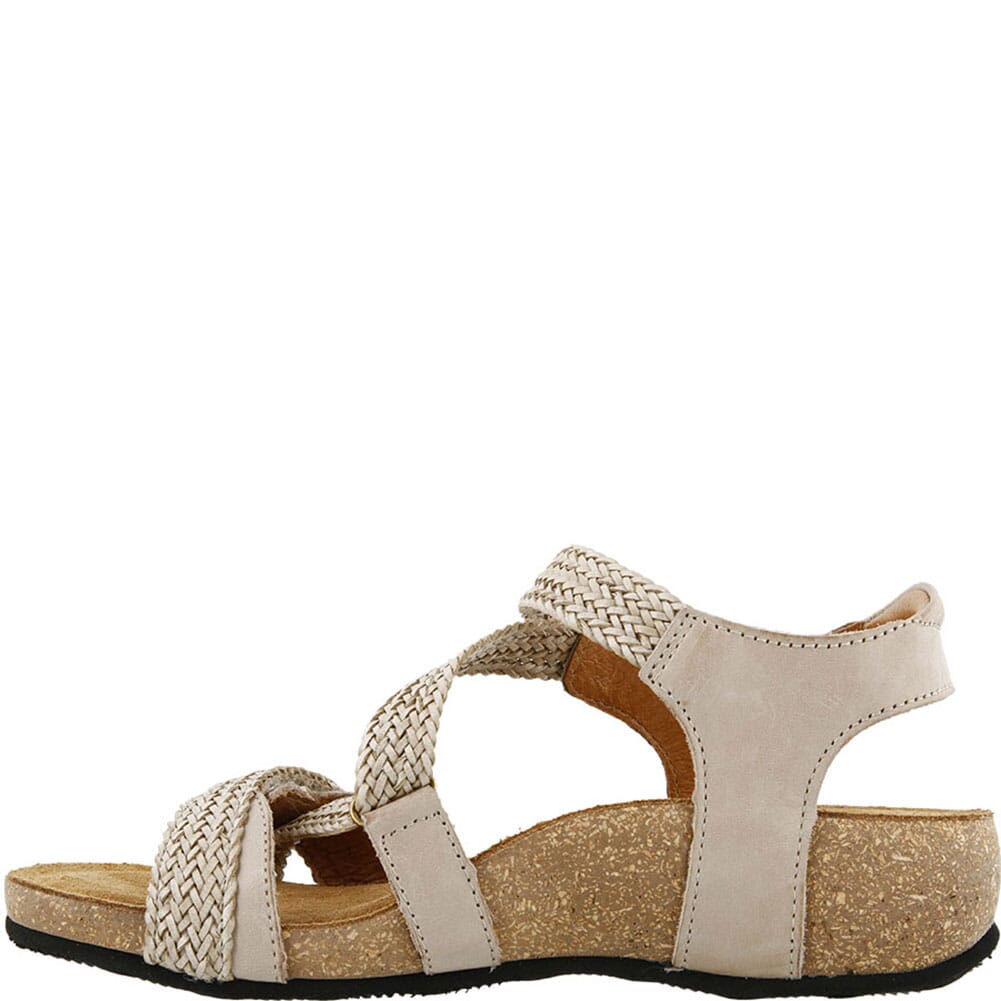 Taos Trulie women's sandal with braided straps and cork footbed, side view