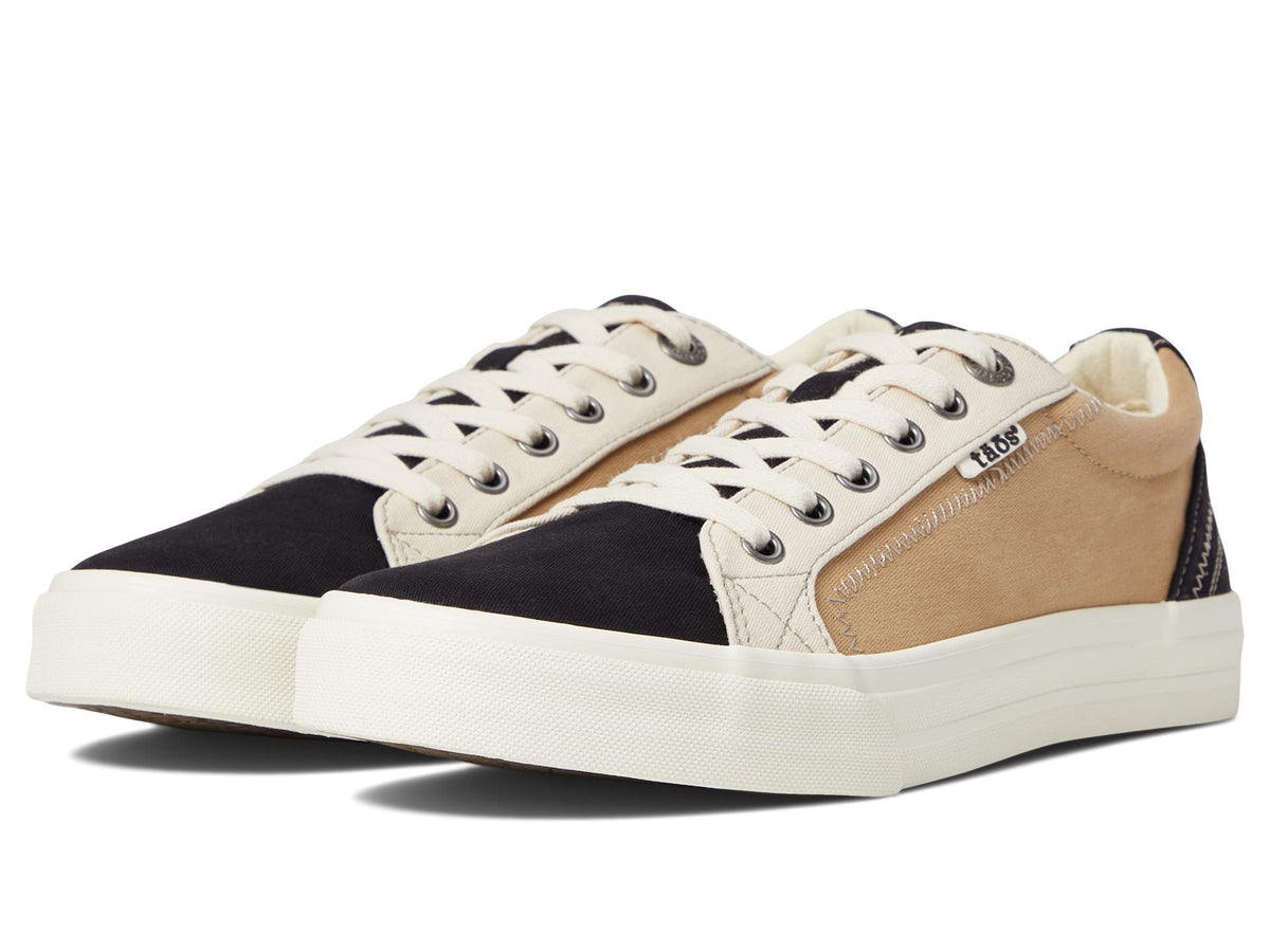 Taos Plim Soul low-top canvas sneakers with lace-up closure and white sole, pair view