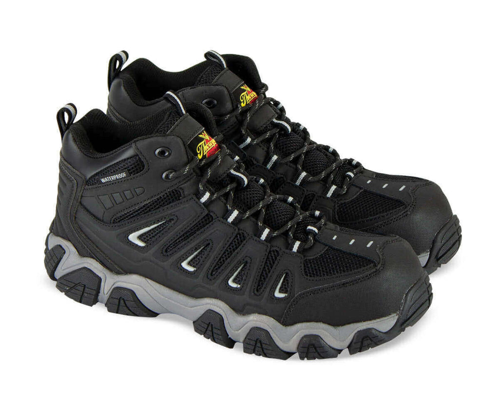 Thorogood Crosstrex waterproof mid-cut safety toe work boots with lace-up closure