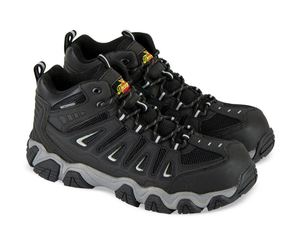 Thorogood Crosstrex waterproof mid-cut safety toe work boots with lace-up closure