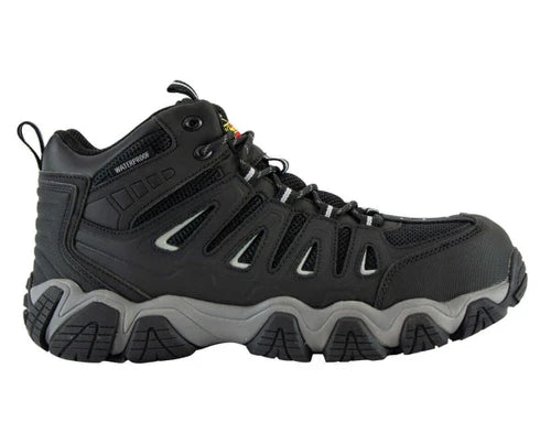 Thorogood men's waterproof mid-height safety toe hiking boot with gray sole accents
