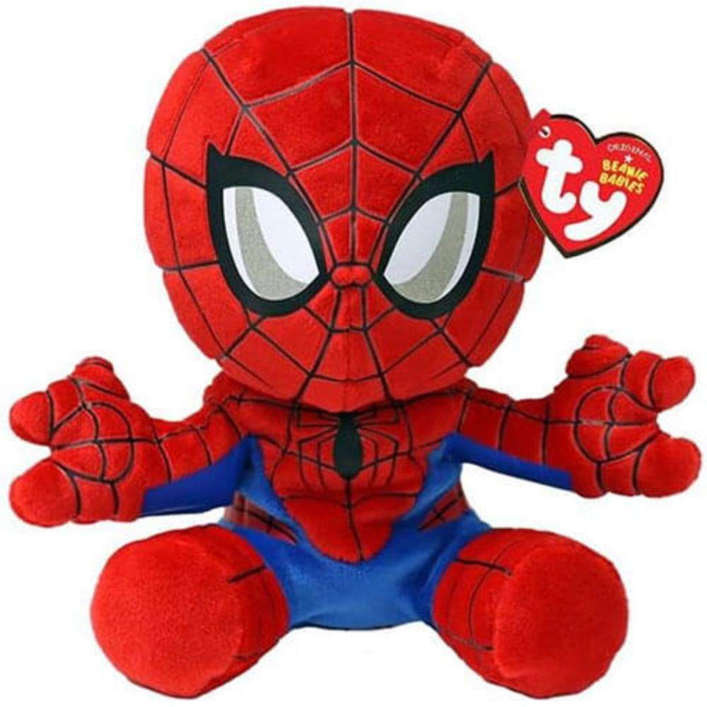 Ty Beanie Babies Spider-Man plush toy seated with arms outstretched and heart-shaped tag